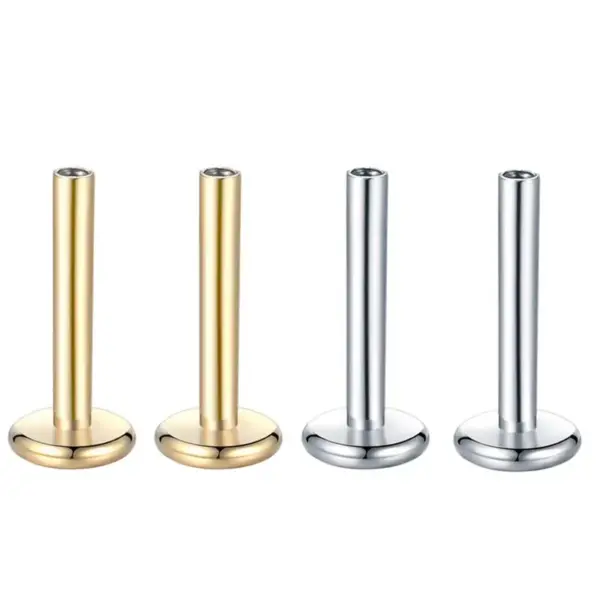 Wholesale 1 Piece 304 Stainless Steel Stone-Free Casual Hip-Hop Rock Ear Cartilage Rings & Studs T Shape Gold Steel Color Polishing Plating PVD Coated 18K Gold Plated Lip Rings Ear Cartilage Rings & Studs