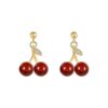 Wholesale 2023 New Style 925 Silver Red Cherry Earrings, Simple, Compact, Elegant and Versatile ins Style Ear Jewelry
