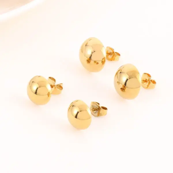 PVD Coated 18K Gold Plated Round Stainless Steel Elegant Cute Waterproof Non Tarnish Ear Studs