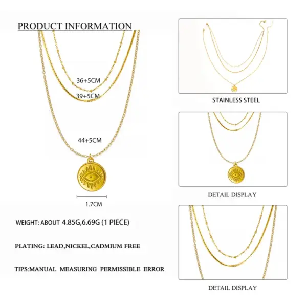 oly-9b8751de1a8b25a55c7f55207eff24b6 Wholesale PVD Coated 18K Gold Real Gold Plated Geometric 304 Stainless Steel Simple Style Waterproof Non Tarnish 304 Stainless Steel Necklace