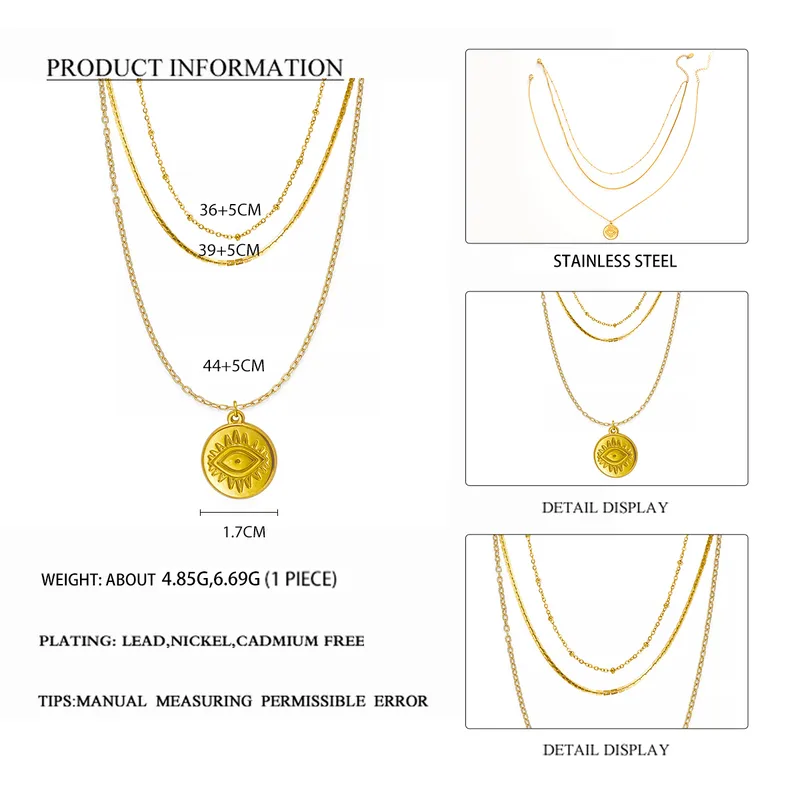Wholesale PVD Coated 18K Gold Real Gold Plated Geometric 304 Stainless Steel Simple Style Waterproof Non Tarnish 304 Stainless Steel Necklace