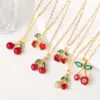 Plated 18K Gold Cherry 201 Stainless Steel Copper Modern Style Classic Pendant Necklace