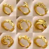PVD Coated Real Gold Plated Irregular Solid Color 304 Stainless Steel Elegant Waterproof Non Tarnish Open Rings