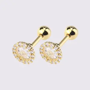 Gold Zircon Ear Studs