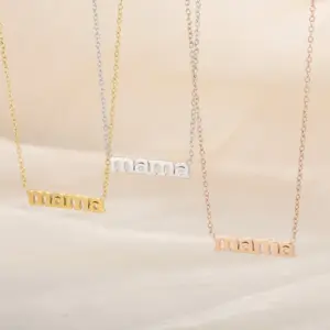 Stainless Steel Solid Color PVD Coated Stone-Free 18K Gold Plated MAMA Simple Style Waterproof Non Tarnish Plating Cable Chain Necklace