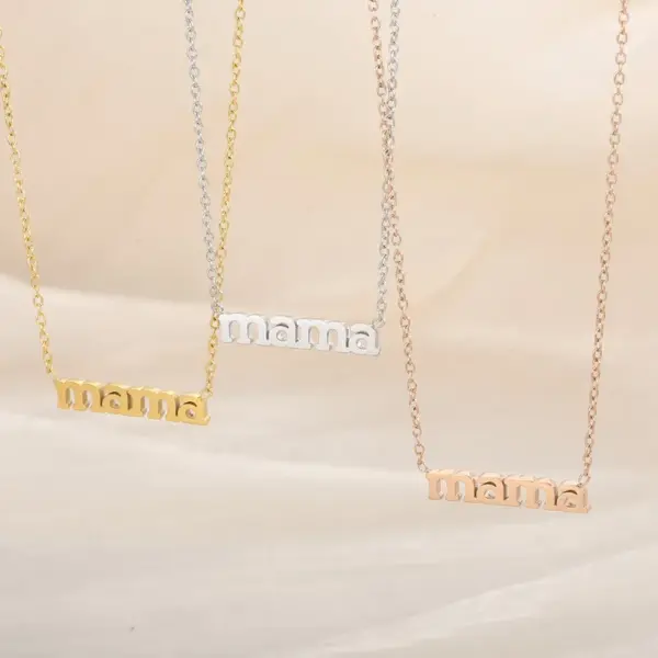 Stainless Steel Solid Color PVD Coated Stone-Free 18K Gold Plated MAMA Simple Style Waterproof Non Tarnish Plating Cable Chain Necklace