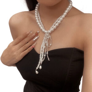White double bow necklace