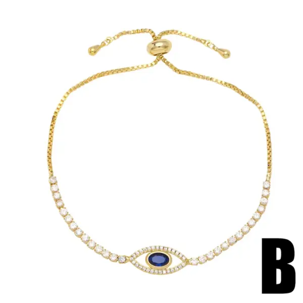 Wholesale Fashion Eye Copper 18k Gold Plated Zircon Bracelets In Bulk