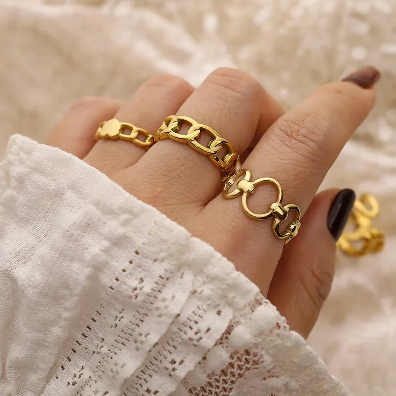 Wholesale PVD Coated 18K Gold Real Gold Plated Geometric 304 Stainless Steel Simple Style Waterproof Non Tarnish