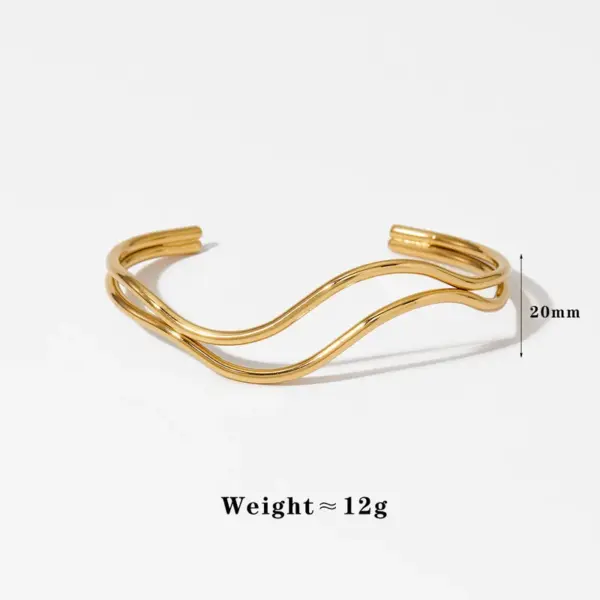 Wholesale Ion Plating (IP) Real Gold Plated Lines 304 Stainless Steel Simple Style Waterproof Non Tarnish 304 Stainless Steel Bangle Electroplated