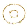 Wholesale PVD Coated Real Gold Plated 16K White Plating Solid Color 304 Stainless Steel Freshwater Pearl IG Style Simple Classic Waterproof Non Tarnish Bracelets Necklace