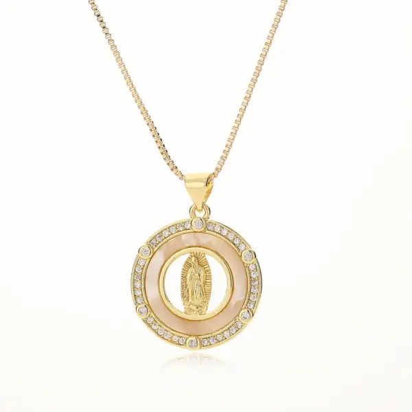 Wholesale Simple Style Commute Portrait Copper 18k Gold Plated Shell Zircon Pendant Necklace In Bulk