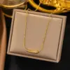 Wholesale PVD Coated Real Gold Plated 18K Gold Solid Color 304 Stainless Steel IG Style Simple Style Waterproof Non Tarnish 304 Stainless Steel Necklace