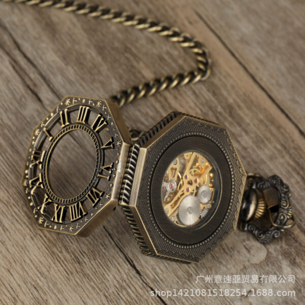 oly-9ba72ebaedbcae4087b9a29421a3f97b Wholesale A generation of hair carving double display Roman octagonal manual mechanical watch retro Roman numeral cket watch
