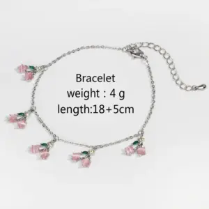 White Gold Color White Cherry Bracelet