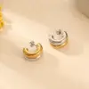 Wholesale 304 Stainless Steel Color Block PVD Coated 18K Real Gold Plated Simple Style Classic Style Waterproof Non Tarnish Plating Ear Studs