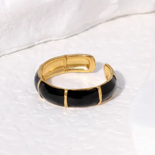 oly-9bad775ab2cf062256bec814f128032b Wholesale PVD Coated Real Gold Plated 18K Gold Geometric 304 Stainless Steel Vintage Style Simple Style IG Style Waterproof Non Tarnish Open Rings