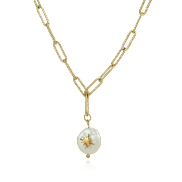 Vacuum Plating Real Gold Plated Geometric 304 Stainless Steel Simple Style Waterproof Non Tarnish Pendant Necklace