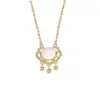 Wholesale Titanium Steel Simple Style Plating Inlay Heart Shape Flower Zircon Pendant Necklace