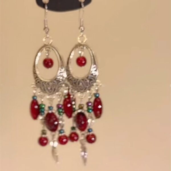 Wholesale Yuanshan Daixin Chinese Beaded Tassel Earrings Retro Ethnic Style Xizang Style Ear Hook Hollow Metal Earrings New Style