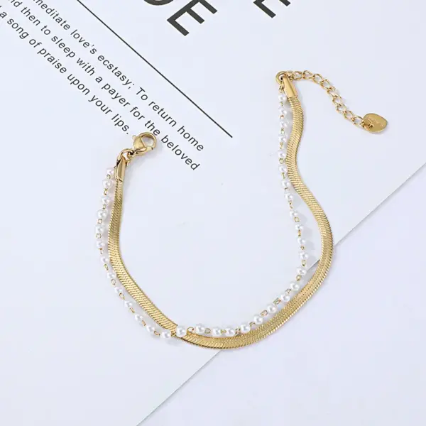 Vacuum Plating Real Gold Plated Geometric 304 Stainless Steel Simple Style Waterproof Non Tarnish Bracelets