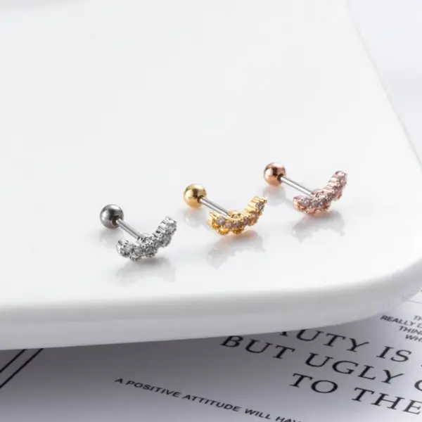 Wholesale 316 Stainless Steel Copper Geometric Ear Studs For Women'S