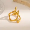 Wholesale Ion Plating (IP) 18K Gold Plated Irregular 304 Stainless Steel Classic Style IG Style Waterproof Non Tarnish Open Rings