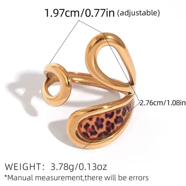 Wholesale Gold Plated Stainless Steel Ring Leopard Print Adjustable Size Vacuum Electroplating 18K Gold Adult Women Artistic Jewelry