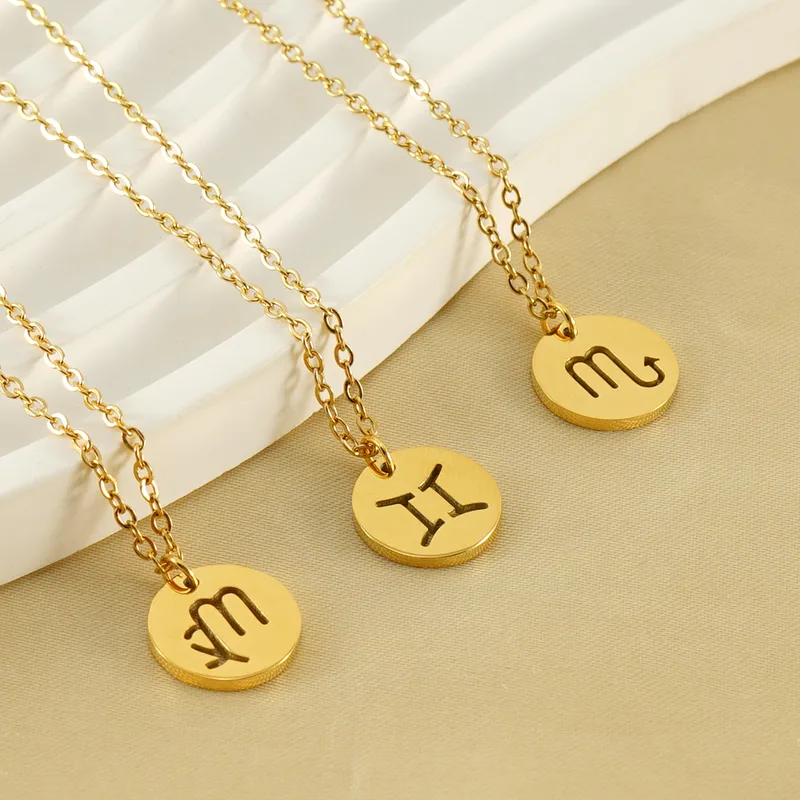 Wholesale Jewelry Simple Style Constellation 304 Stainless Steel 18K Gold Plated Stainless Steel Necklaces