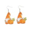 Wholesale Thanksgiving Halloween Pumpkin Wooden Retro Earrings