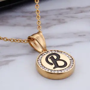 Wholesale PVD Coated 18K Gold Plated Letter Stainless Steel Sweet Waterproof Non Tarnish Earrings Necklace