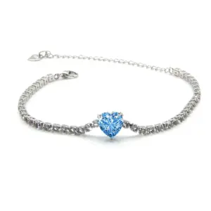 Blue-Heart-Shaped Rhinestone Bracelet