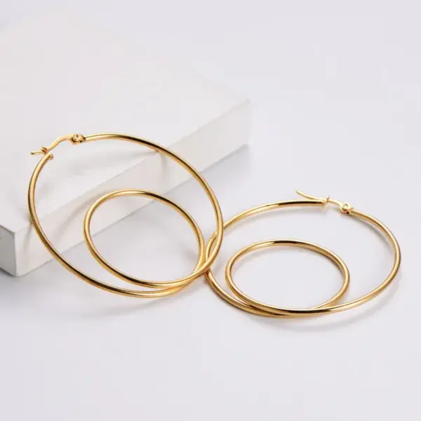 PVD Coated 18K Gold Plated Geometric Stainless Steel Simple Style Waterproof Non Tarnish Earrings