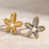 Wholesale 304 Stainless Steel Flower PVD Coated Pearl 18K Real Gold Plated Real Gold Plated Sweet Simple Style Classic Style Waterproof Non Tarnish Gold Rings