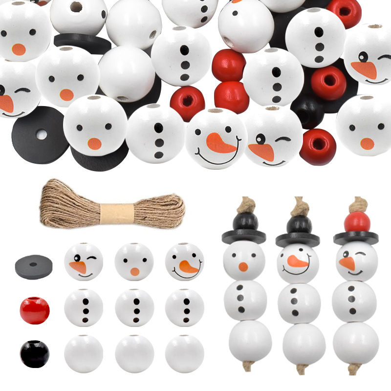 Wholesale Christmas 20mm Snowman Wooden Beads Christmas Tree