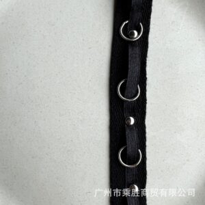 Herringbone cotton with silver stud ring