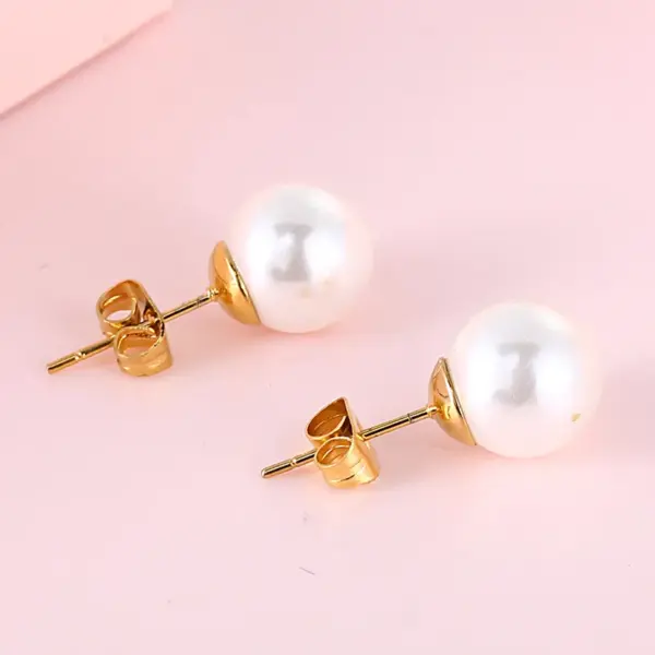Geometric Plating Inlay 304 Stainless Steel Artificial Pearls Earrings For Women'S