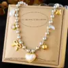 Wholesale Jewelry Modern Style Cross Heart Shape Bow Knot 304 Stainless Steel Plating Multi Charms Necklace Ball Chain