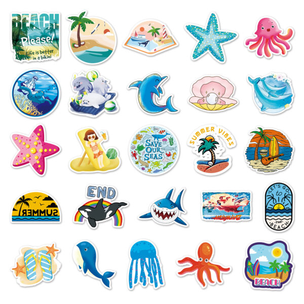 Wholesale 100 sheets of non-repetitive cartoon marine biological cross-border laptop luggage scooter decorative stickers