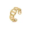 Wholesale PVD Coated Real Gold Plated 18K Gold Solid Color 304 Stainless Steel Nordic Style British Style African Style Waterproof Non Tarnish Open Rings