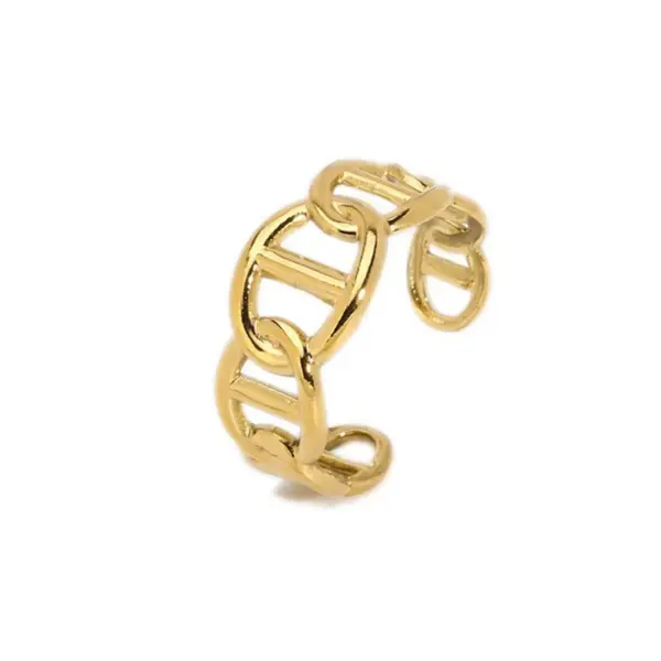 Wholesale PVD Coated Real Gold Plated 18K Gold Solid Color 304 Stainless Steel Nordic Style British Style African Style Waterproof Non Tarnish Open Rings