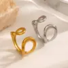 Wholesale Ion Plating (IP) 18K Gold Plated Solid Color 304 Stainless Steel Simple Style Classic Style Waterproof Non Tarnish Open Rings