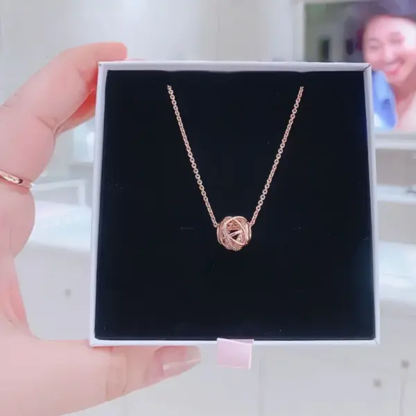 Wholesale Rose Gold Necklace Shiny Bracelet Light Luxury Fashion Gift Inlaid Luxurious Sweet Birthday Versatile Water Plated Copper Round Dot Oval Zircon
