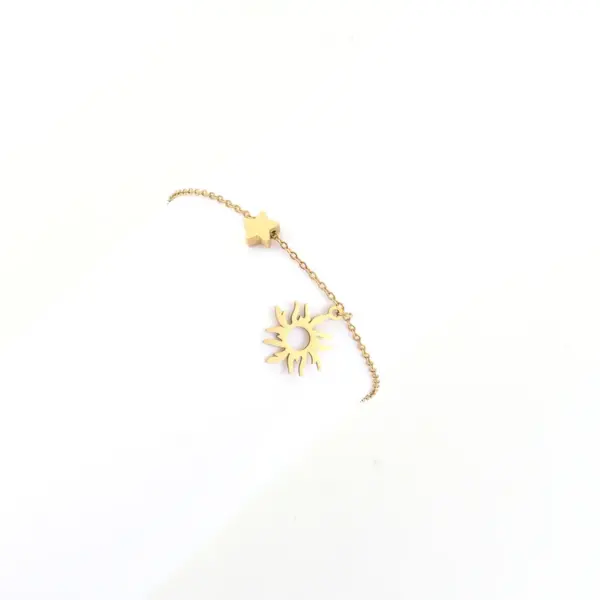 Wholesale 1 Piece Casual Simple Style Sun Star 201 Stainless Steel 304 Stainless Steel Waterproof Non Tarnish PVD Coated Real Gold Plated Women's Anklet