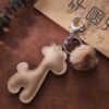 Wholesale Casual Cartoon Pu Leather Giraffe Keychain Cute Bag Pendant Couple Key Chain Car Lock Buckle