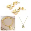 Wholesale 304 Stainless Steel Bear PVD Coated 18K Real Gold Plated Princess Cute Waterproof Non Tarnish Jewelry Set