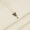 Wholesale IG Style Wedding Romantic Butterfly Stainless Steel Copper Plating Inlay 18K Gold Plated Glass Pendant Necklace