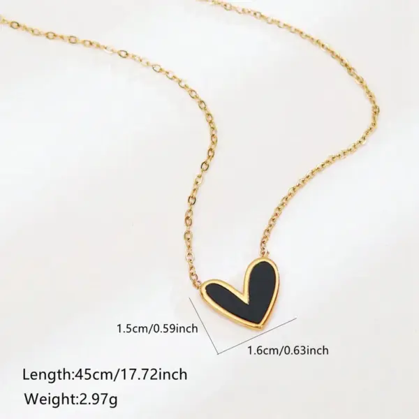 Wholesale 304 Stainless Steel Plastic Asymmetrical Heart Shape Ion Plating (IP) Acrylic 18K Gold Plated Cute Sweet Waterproof Non Tarnish Inlay Gold Pendant Necklace
