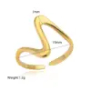 PVD Coated Real Gold Plated 18K Gold Waves 304 Stainless Steel Hip-Hop Modern Style Waterproof Non Tarnish Open Rings
