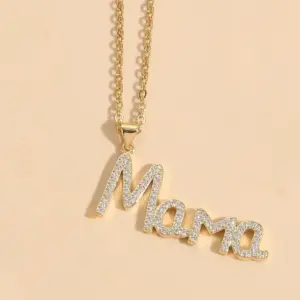 Letter Mama White Zircon